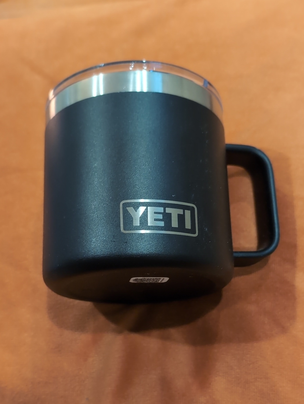 Yeti Black Insulated Mug with Stainless Steel Rim and Clear Lid